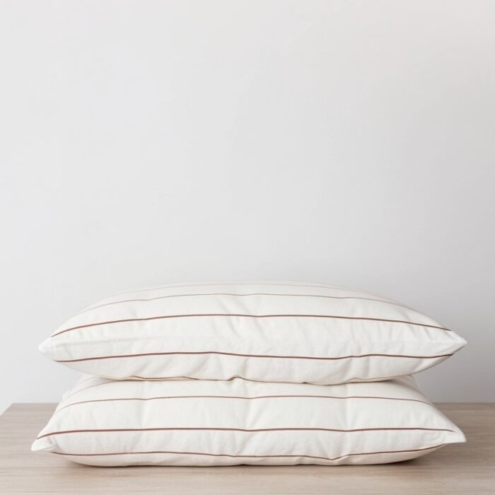 Set of 2 Linen Pillowcases – Cedar Stripe
