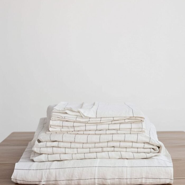 Linen Bedding Set with Pillowcases - Pencil Stripe