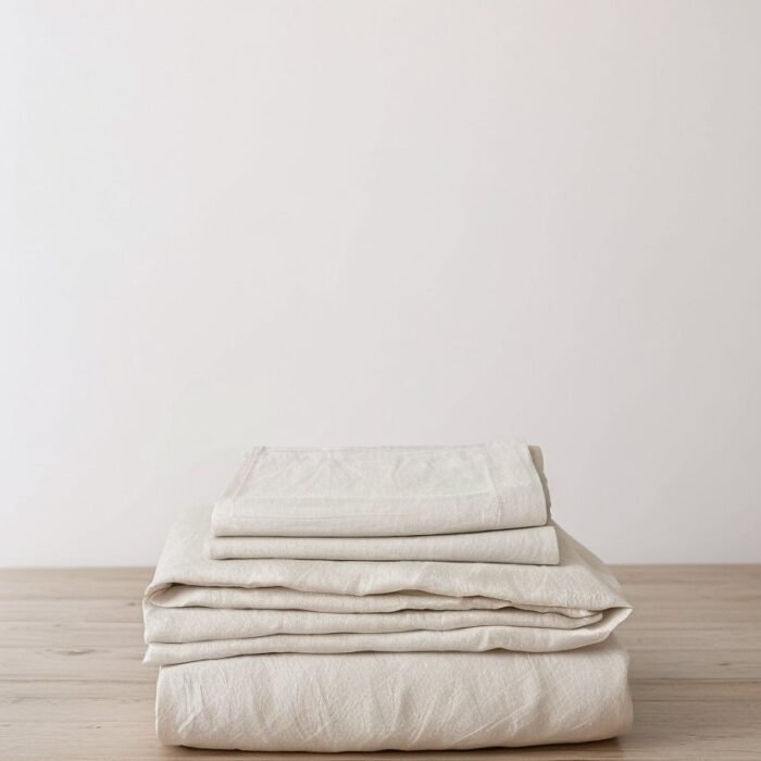 Linen Bedding Set with Pillowcases – Natural & Forest