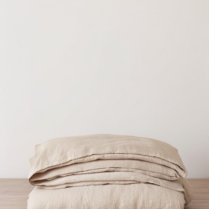Piped Linen Duvet Cover – Natural & Forest
