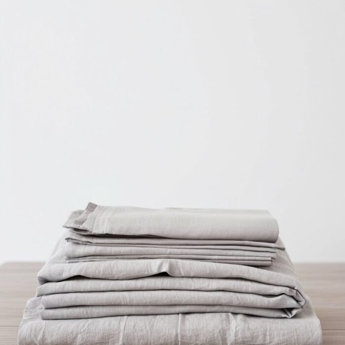 Linen Bedding Set with Pillowcases - Smoke Grey