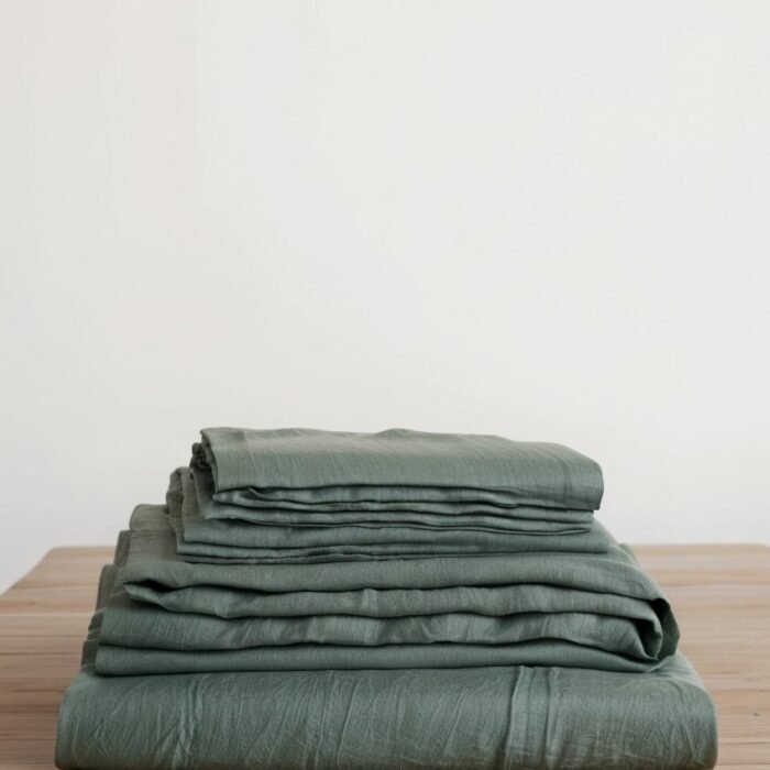 Linen Bedding Set with Pillowcases - Bluestone